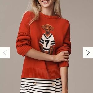 Anthropologie Orange Dog Graphic Sweater